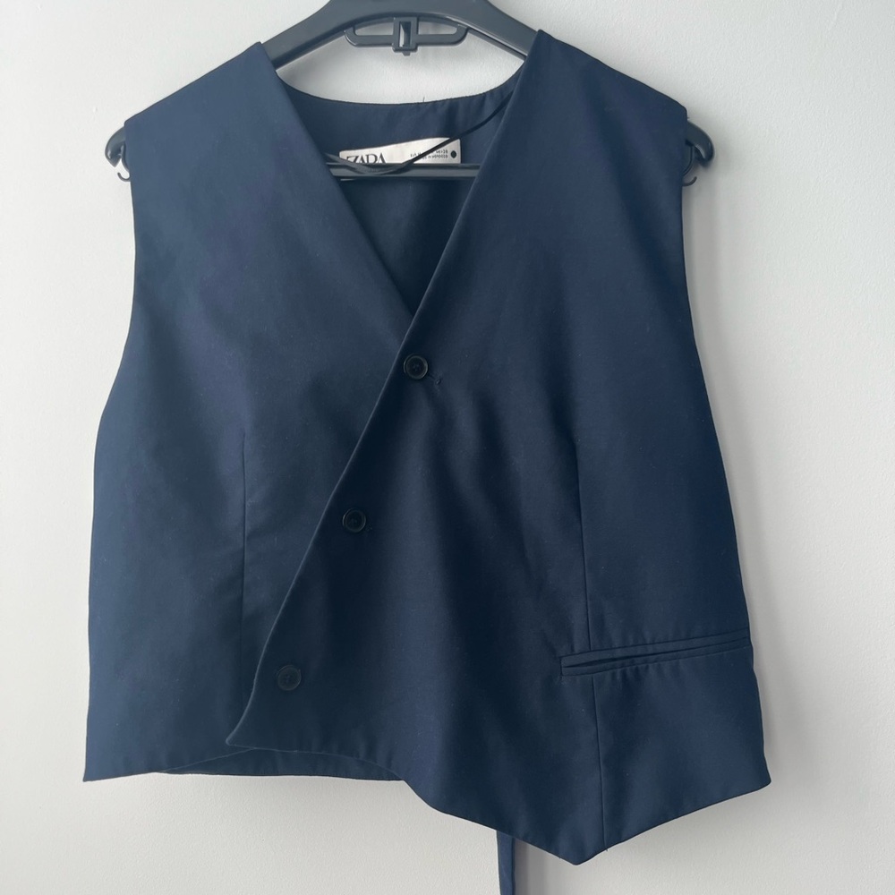 Zara Navy Fitted Vest